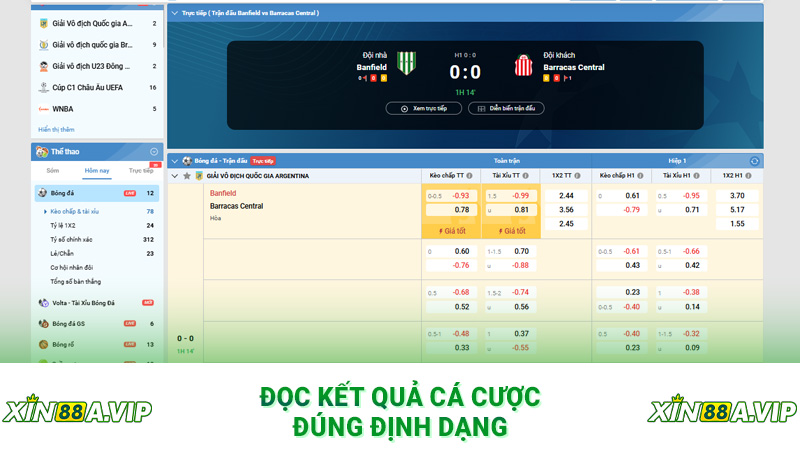 Đọc kết quả cá cược đúng định dạng