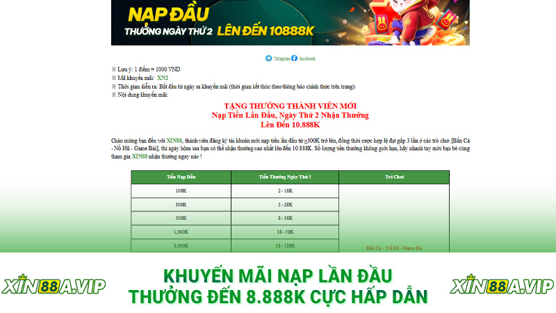 Khuyến mãi nạp lần đầu thưởng đến 8.888k cực hấp dẫn