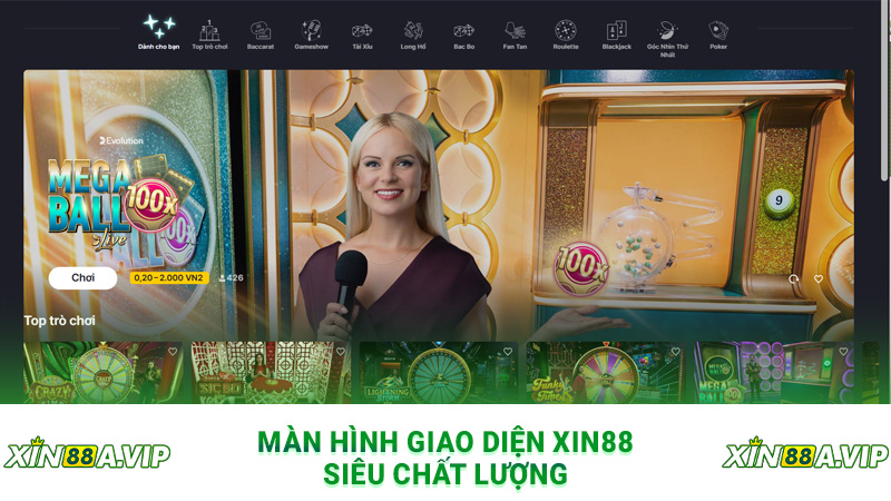 Màn hình giao diện Xin88 siêu chất lượng