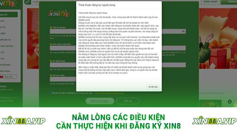 Nằm lòng các điều kiện cần thực hiện khi đăng ký XIN8