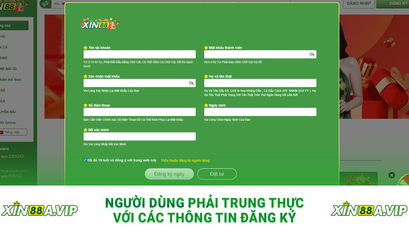 Người dùng phải trung thực với các thông tin đăng ký