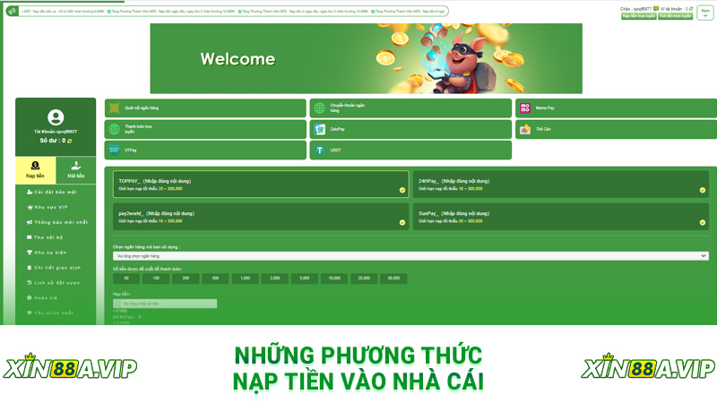 Những phương thức nạp tiền vào nhà cái